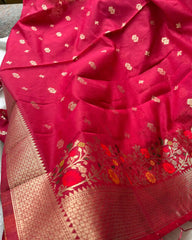 Rani pink banarasi cotton kurta set
