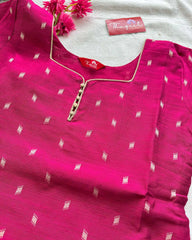 Pink Slub Silk Kurta Set