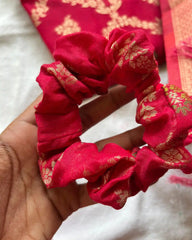 Rani pink banarasi cotton kurta set