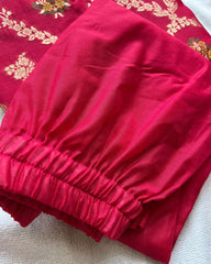 Rani pink banarasi cotton kurta set