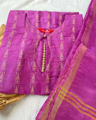 Purple katan silk kurta set
