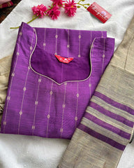 Violet slub silk kurta set