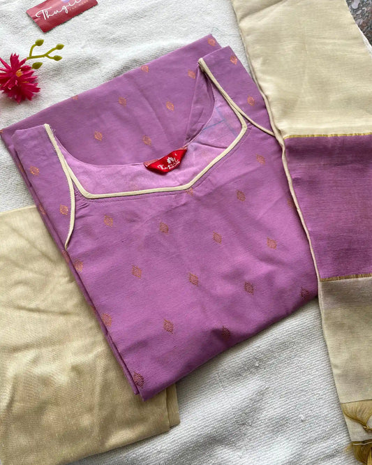 Lavender Butter silk kurta set