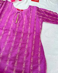 Purple katan silk kurta set