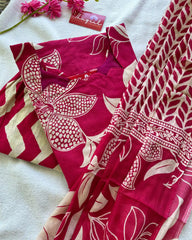 Magenta pure cotton kurta set