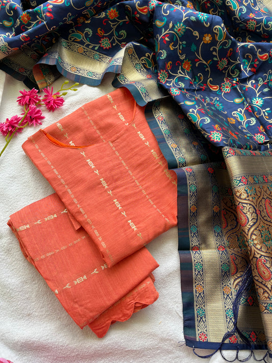 Luxe - Peach Bloom Silk Kurta Set