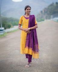 Marigold slub silk kurta set (PRE ORDER 15-30 days)