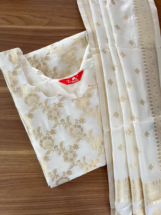 Onam Spl - Banaras Silk Kurta Set (Top-Dupatta)