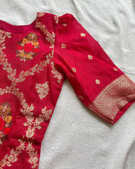 Rani pink banarasi cotton kurta set