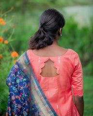 Luxe - Peach Bloom Silk Kurta Set