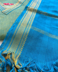 Green - Blue Mangalgiri Cotton Kurta Set