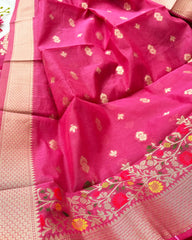 Hot Pink Banaras Cotton Kurta Set (Pre Order 10-15 days)