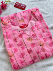Pink Floral Organza Kurta