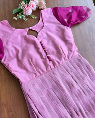 Pink Silk Pleated Maxi