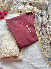 Maroon- Kalamkari Silk Kurta Set