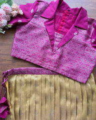 Mustard - Pink Pleated Silk Maxi