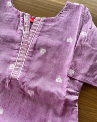 Lavender Pink Handloom Cotton Kurta Set