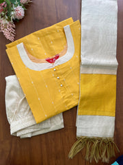 Sunflower Butter Silk Kurta Set