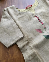 Olive Soft Tissue Silk Kurta Set (Top-Dupatta)