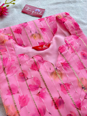 Pink Floral Organza Kurta