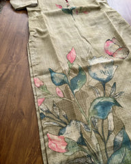 Olive Soft Tissue Silk Kurta Set (Top-Dupatta)