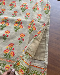 Beige Banaras Cotton Kurta Set (Top-Dupatta )