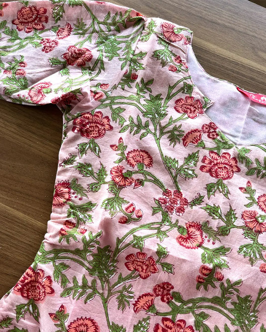 Floral handblock kurta set