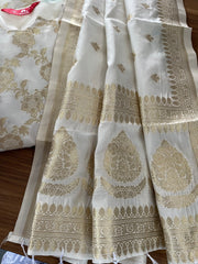 Onam Spl - Banaras Silk Kurta Set (Top-Dupatta)