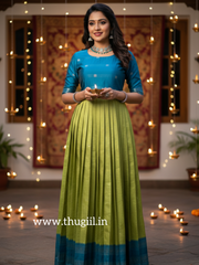 Green - Blue Pleated Maxi