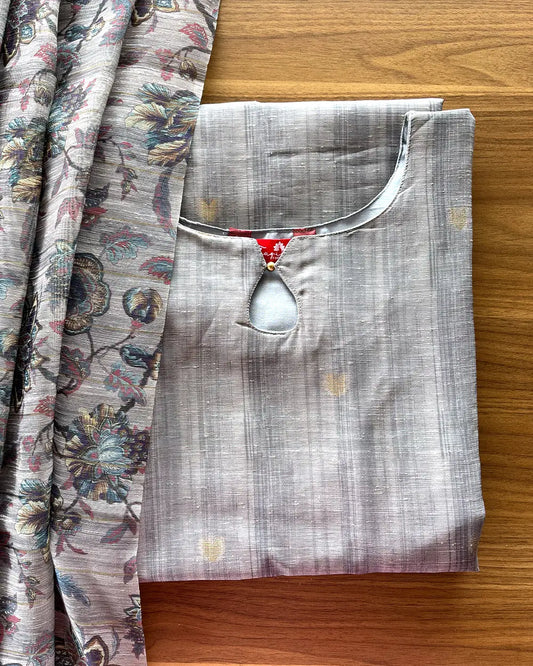Luxe - Pure Jute Silk Kurta Set (Top-Dupatta)