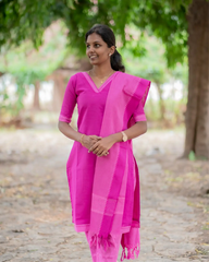 Gulabi handloom cotton kurta set