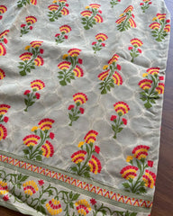 Beige Banaras Cotton Kurta Set (Top-Dupatta )