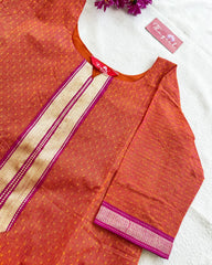 Rust Orange Mangalgiri Cotton Kurta Set