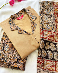 Sandal Kalamkari Cotton Kurta Set