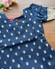 Midnight Blue Banaras Cotton Kurta Set (Top-Dupatta)