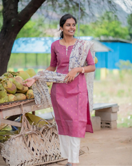 Maroon- Kalamkari Silk Kurta Set