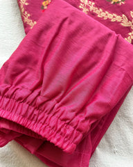 Hot Pink Banaras Cotton Kurta Set (Pre Order 10-15 days)