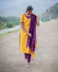 Marigold slub silk kurta set (PRE ORDER 15-30 days)
