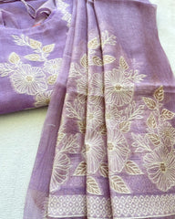 LUXE- Lavendar Jute Silk Kurta Set (Top-Dupatta)