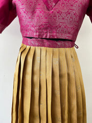 Mustard - Pink Pleated Silk Maxi