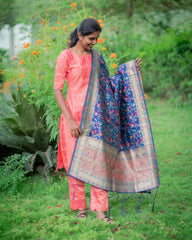 Luxe - Peach Bloom Silk Kurta Set