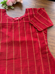 Royal Red Silk Kurta Set - 3 pc