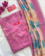 Purple Pink Chanderi Silk Kurta Set