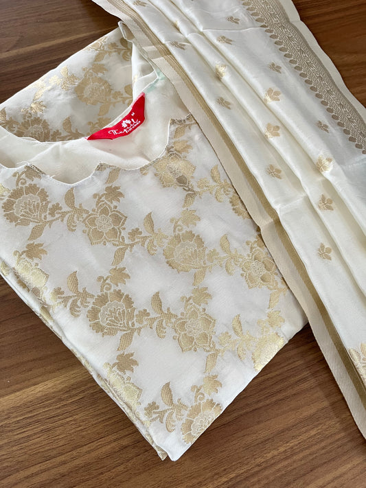 Onam Spl - Banaras Silk Kurta Set (Top-Dupatta)