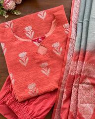 Georgia peach Linen Kurta Set (Pre order 10-15 days)