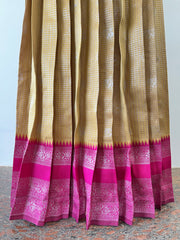 Mustard - Pink Pleated Silk Maxi