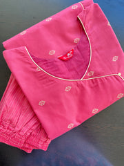 2 in 1 Peach Handloom Soft Cotton Kurta Set