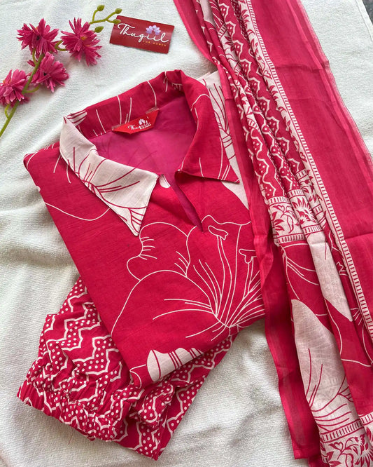 Pink pure soft cotton kurta set