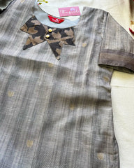 LUXE - Grey Jute Silk Kurta Set (Top-Dupatta)
