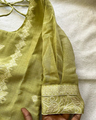 LUXE Green jute silk kurta set (Top-Dupatta)